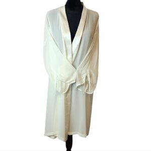 DENTELLE Sheer Robe in Ivory with a Crepe Satin Trim, size L